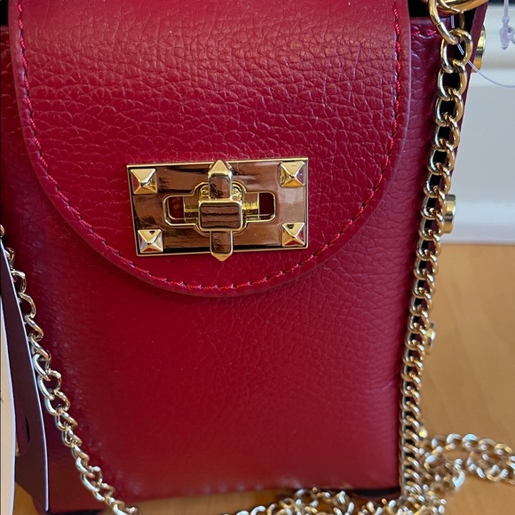 NWT Anna Paola Genuine Italian Leather Cherry Red Handbag - Picture 5 of 16